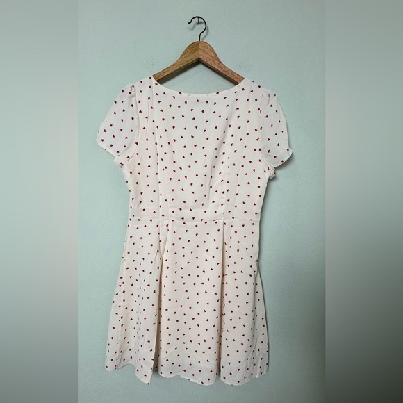 NWT Allegra K Dainty Heart Pattern Square Neck Short Sleeve Fit & Flare Dress - Picture 7 of 10